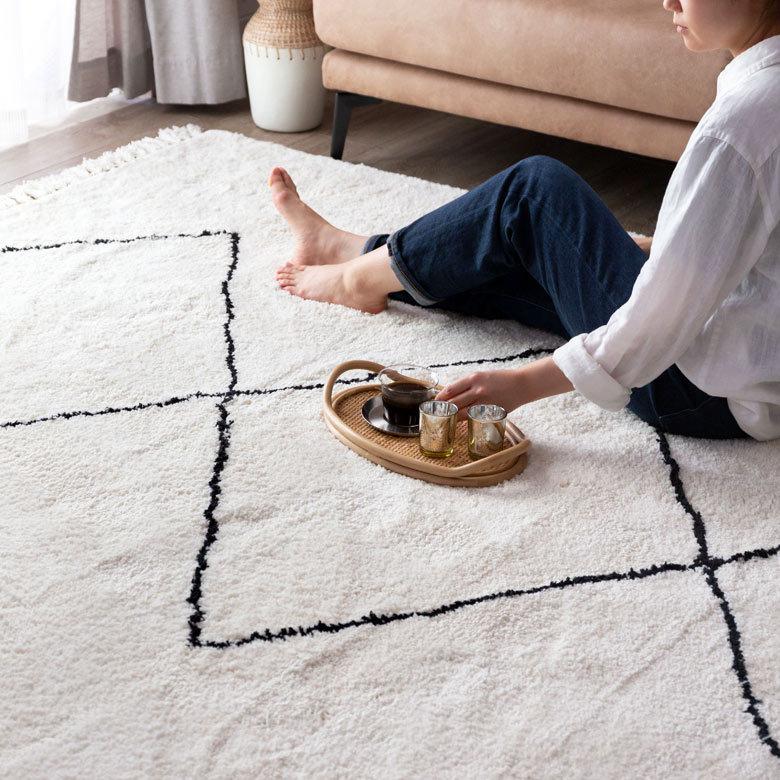 ラグ ラグマット 約 200×250cm ベニオワレン風 メッシュ 長方形 室内 カーペット ホットカーペット 床暖房対応 おしゃれ 北欧 b1f-83 | ELEMENTS（インテリア） | 12