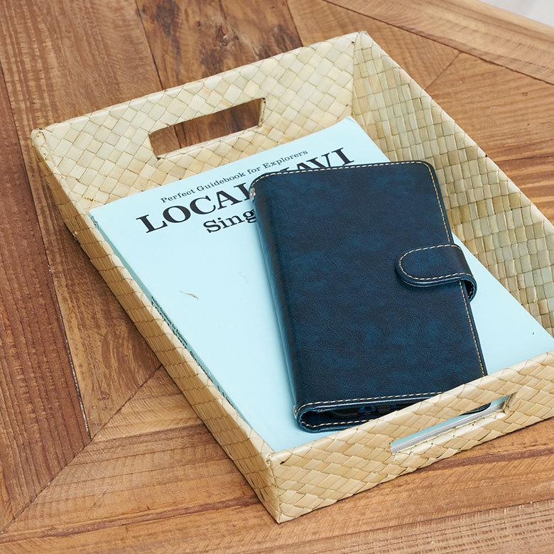 持ち手付き バスケット トレイ 小物入れ トレー デスク 机 整理 整頓 収納 小物 書類 入れ アジアン バリ 雑貨 パンダン Mサイズ ナチュラル 西海岸 bt-11738 | ELEMENTS（インテリア） | 12