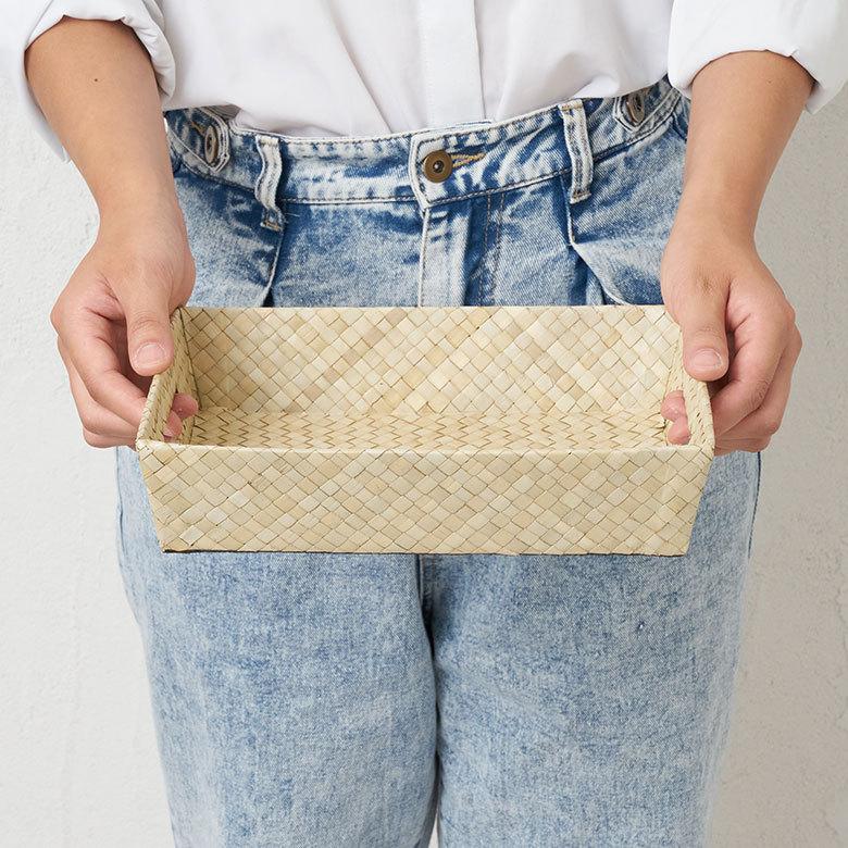 持ち手付き バスケット トレイ 小物入れ トレー デスク 机 整理 整頓 収納 小物 書類 入れ アジアン バリ 雑貨 パンダン Mサイズ ナチュラル 西海岸 bt-11738 | ELEMENTS（インテリア） | 04