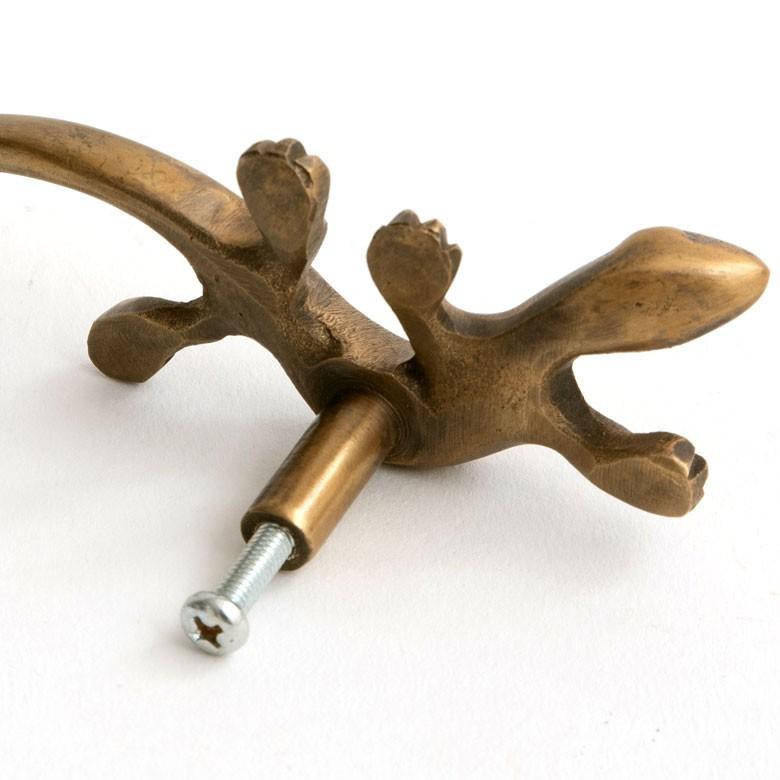 取っ手 ドアノブ 真鍮製 ヤモリ型 アンティーク風 つまみ DIY 付け替え 引き出し 家具 ハンドル 真鍮ノブ アジア工房 c-1375 | ブランド登録なし | 10