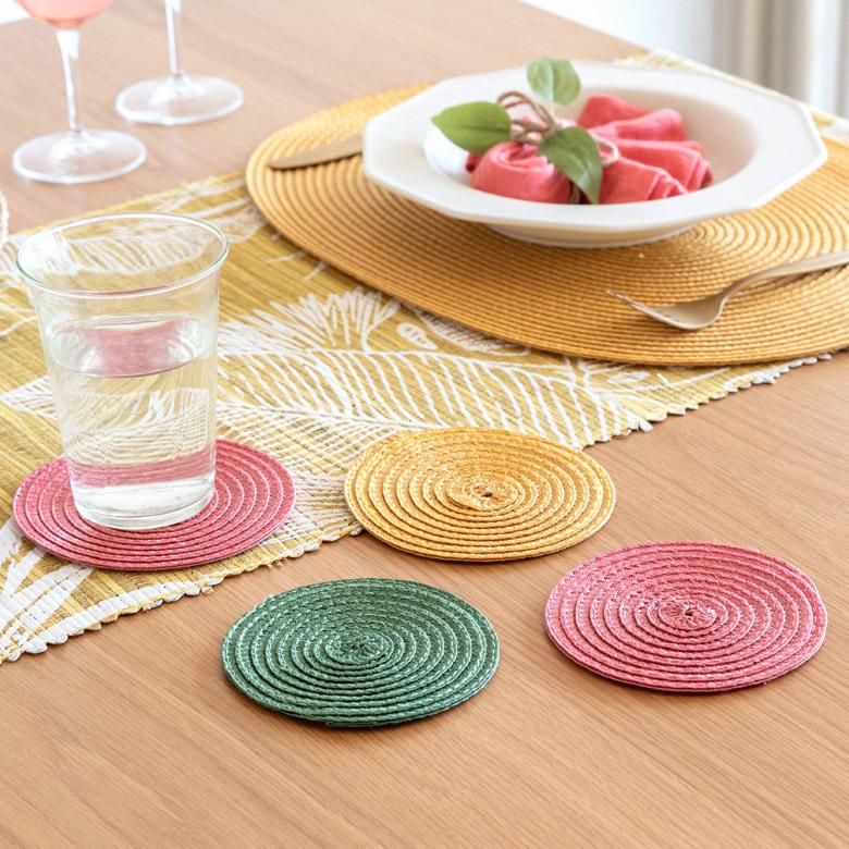 コースター おしゃれ テーブルウェア 水洗い 和 モダン 丸 正円 ラウンド プレース プレイスコースター 1枚 トロピカル カラフル 3色 Riche リッシュ c-67001 | ELEMENTS（インテリア） | 20