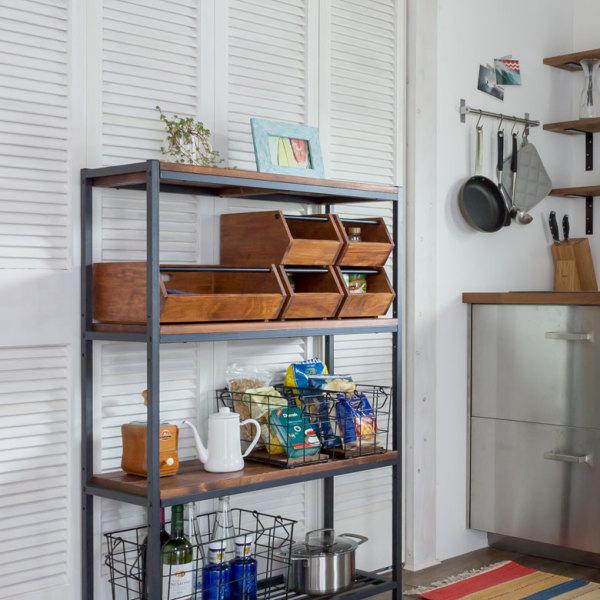 ウッドコンテナボックス Lサイズ 収納 引き出し 木製 スタッキング アンティーク オープン 持ち手付き ヴィンテージ アメリカン インダストリアル cl-g-6 | ブランド登録なし | 15