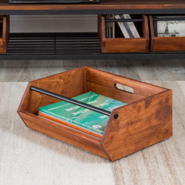 ウッドコンテナボックス Lサイズ 収納 引き出し 木製 スタッキング アンティーク オープン 持ち手付き ヴィンテージ アメリカン インダストリアル cl-g-6 | ブランド登録なし | 20