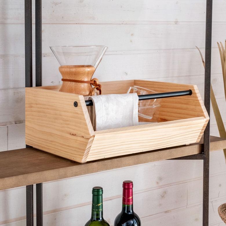 ウッドコンテナボックス Lサイズ 収納 引き出し 木製 スタッキング アンティーク オープン 持ち手付き ヴィンテージ アメリカン インダストリアル cl-g-6 | ブランド登録なし | 03