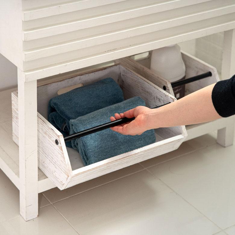 ウッドコンテナボックス Lサイズ 収納 引き出し 木製 スタッキング アンティーク オープン 持ち手付き ヴィンテージ アメリカン インダストリアル cl-g-6 | ブランド登録なし | 05