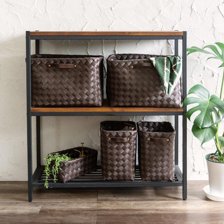 ELEMENTS バスケット かご 深型 3個セット 持ち手付き 白樺風 フェイク