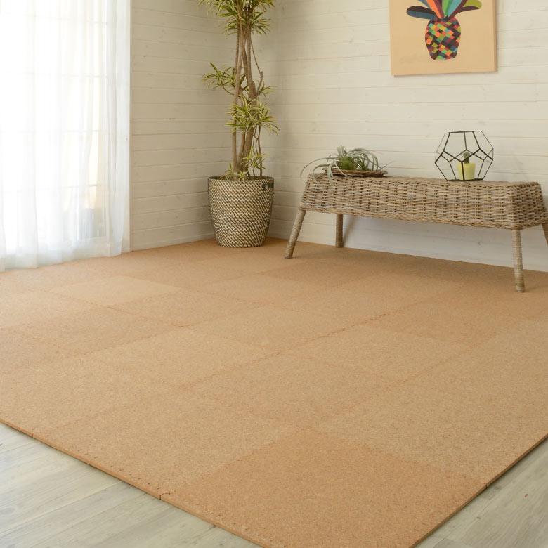 コルクカーペット 団地間4.5畳 カラー：オーク 消臭 おしゃれ マット 1枚敷き 家具・インテリア コルクカーペット 団地間4.5畳 カラー