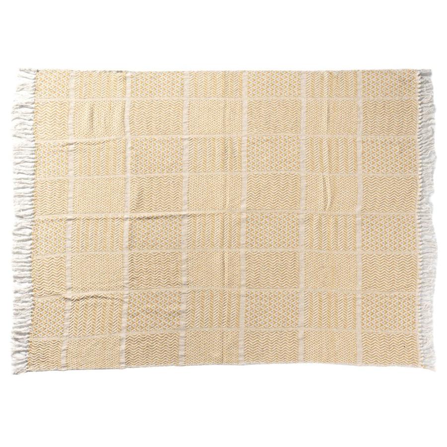 ブランケット ひざ掛け 約130×170cm 膝掛け ニットブランケット 毛布 大判 イエロー ジオメトリック柄 ダイヤモンド柄 肩掛 インド綿 コットン 防寒 d-3440 | ELEMENTS（インテリア） | 16