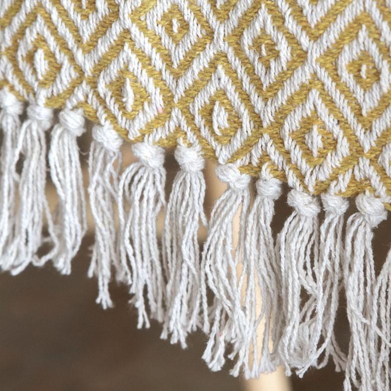 ブランケット ひざ掛け 約130×170cm 膝掛け ニットブランケット 毛布 大判 イエロー ジオメトリック柄 ダイヤモンド柄 肩掛 インド綿 コットン 防寒 d-3440 | ELEMENTS（インテリア） | 04