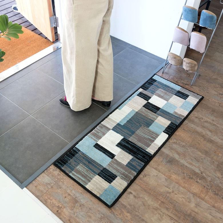 キッチンマット 玄関マット 約45×120cm モザイク柄 パッチワーク柄 ラグマット 台所 おしゃれ オールシーズン 長方形 新生活 引っ越し 絨毯 幾何学  eg83033 | ELEMENTS（インテリア） | 06