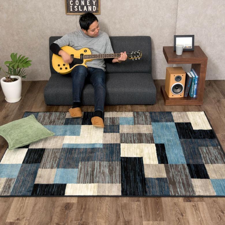 ラグ ラグマット 約130×190cm モザイク柄 パッチワーク柄 ホット ラグ ラグマット 約130×190cm モザイク柄 パッチワーク柄 ホット