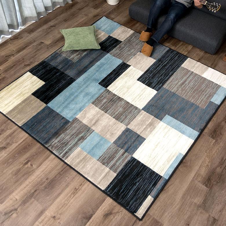 ラグ ラグマット 約185×185cm モザイク柄 パッチワーク柄 ホットカーペット対応 オールシーズン デザインラグ 正方形 新生活 引っ越し リビング 絨毯 eg83037 | ELEMENTS（インテリア） | 11