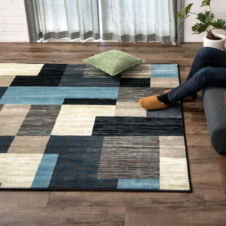 ラグ ラグマット 約185×185cm モザイク柄 パッチワーク柄 ホットカーペット対応 オールシーズン デザインラグ 正方形 新生活 引っ越し リビング 絨毯 eg83037 | ELEMENTS（インテリア） | 04