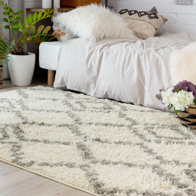 【限定値下げ】北欧系クリーム色 ダイヤモンドパターン ラグ ELEMENTS ラグ マット カーペット 約130×190cm エジプト製 ダイヤ柄