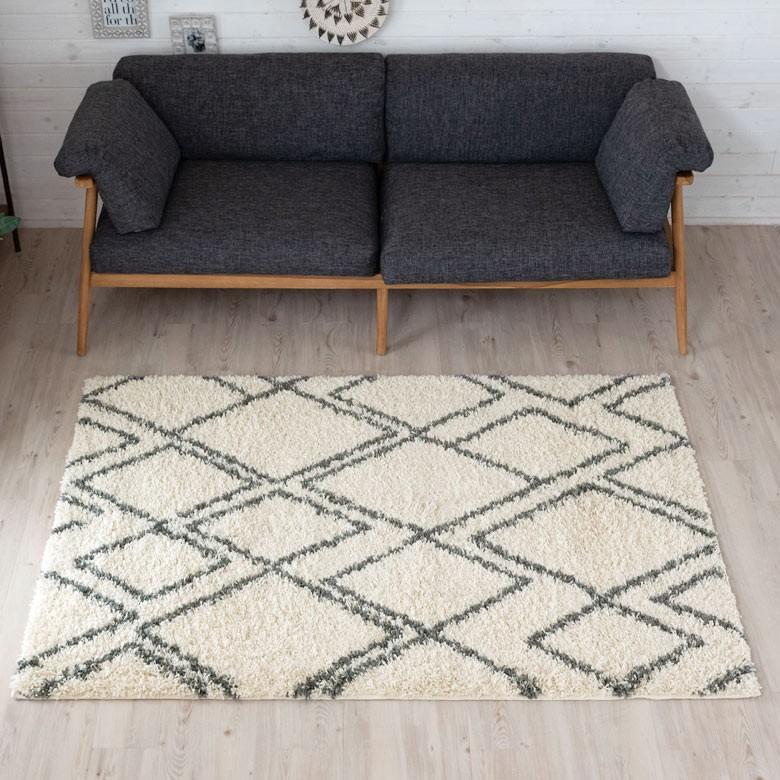 ラグ マット カーペット 約130×190cm エジプト製 モロッカン柄 ベニオワレン風 モノトーン ジグザグ 敷物 絨毯 北欧 インテリア eg84041 | ELEMENTS（インテリア） | 09