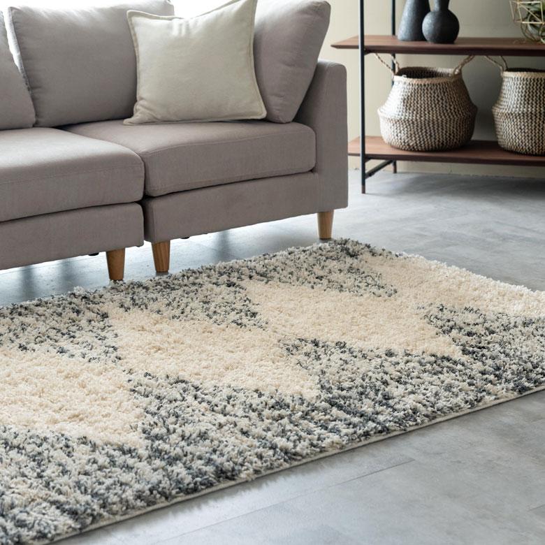 ラグ マット カーペット ダイヤ柄 ダイヤモンド 約130×190cm エジプト製 ベニオワレン風 白黒 BOHO 敷物 絨毯 北欧 インテリア eg84044 | ELEMENTS（インテリア） | 14