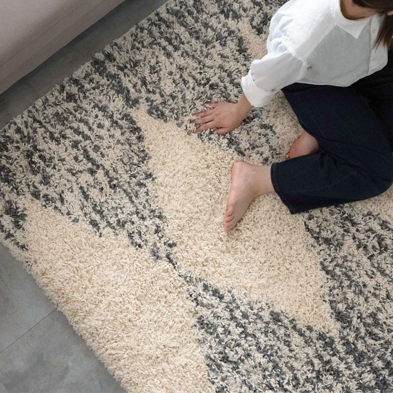 ラグ マット カーペット ダイヤ柄 ダイヤモンド 約130×190cm エジプト製 ベニオワレン風 白黒 BOHO 敷物 絨毯 北欧 インテリア eg84044 | ELEMENTS（インテリア） | 16