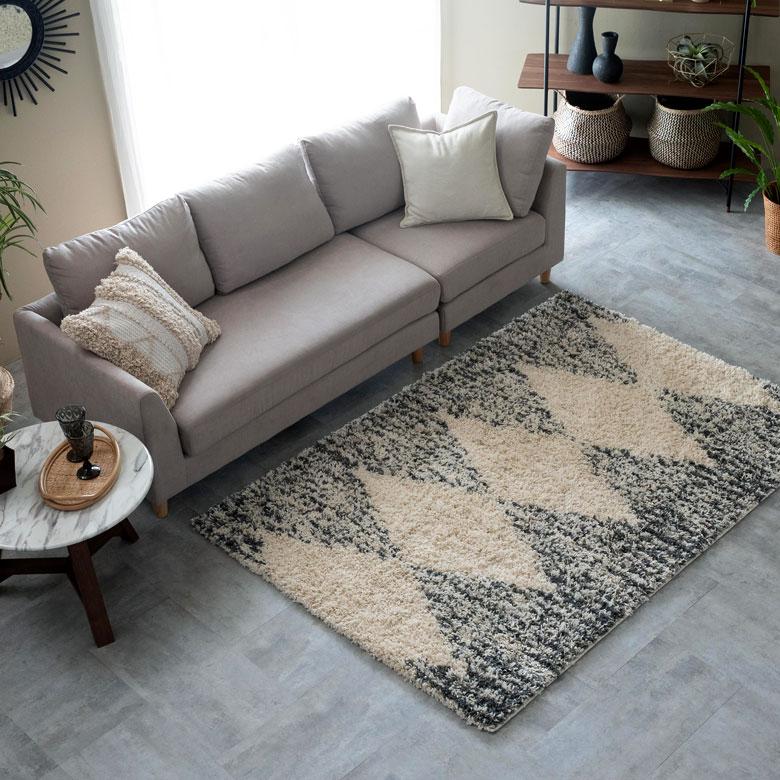 ラグ マット カーペット ダイヤ柄 ダイヤモンド 約130×190cm エジプト製 ベニオワレン風 白黒 BOHO 敷物 絨毯 北欧 インテリア eg84044 | ELEMENTS（インテリア） | 18