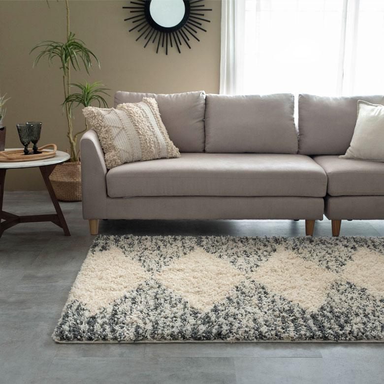 ラグ マット カーペット ダイヤ柄 ダイヤモンド 約130×190cm エジプト製 ベニオワレン風 白黒 BOHO 敷物 絨毯 北欧 インテリア eg84044 | ELEMENTS（インテリア） | 06