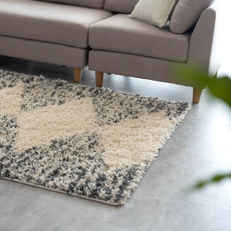 ラグ マット カーペット ダイヤ柄 ダイヤモンド 約130×190cm エジプト製 ベニオワレン風 白黒 BOHO 敷物 絨毯 北欧 インテリア eg84044 | ELEMENTS（インテリア） | 09