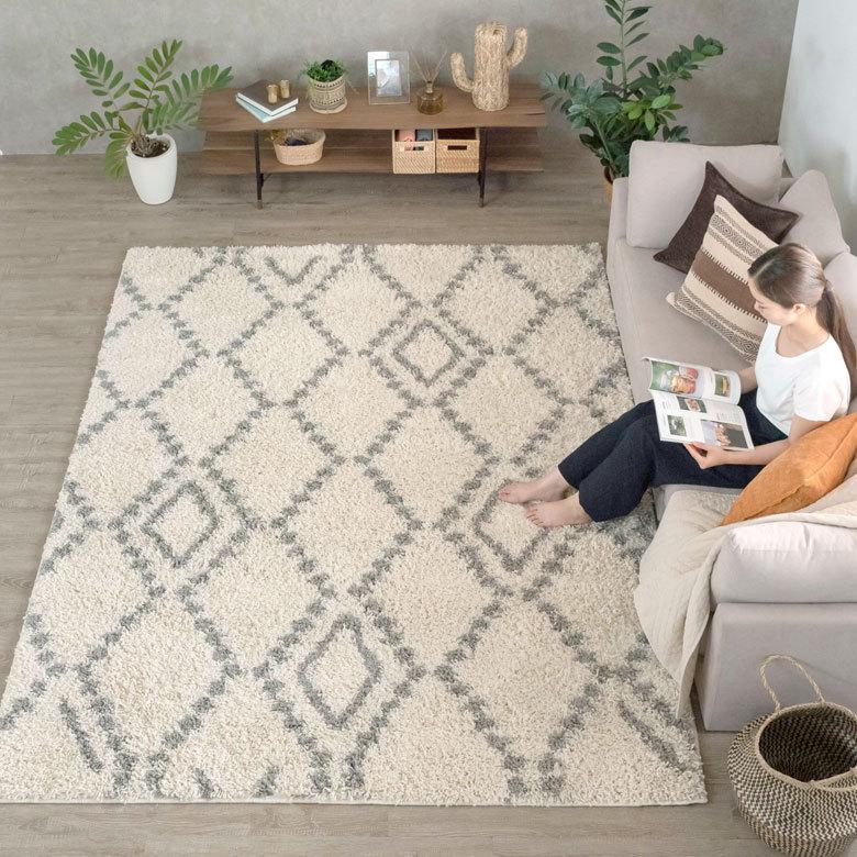 ラグ ラグマット 約 200×250cm ベニオワレン風 エジプト製 アイボリー カーペット 長方形 おしゃれ 絨毯 じゅうたん オールシーズン eg84046 | ELEMENTS（インテリア） | 09