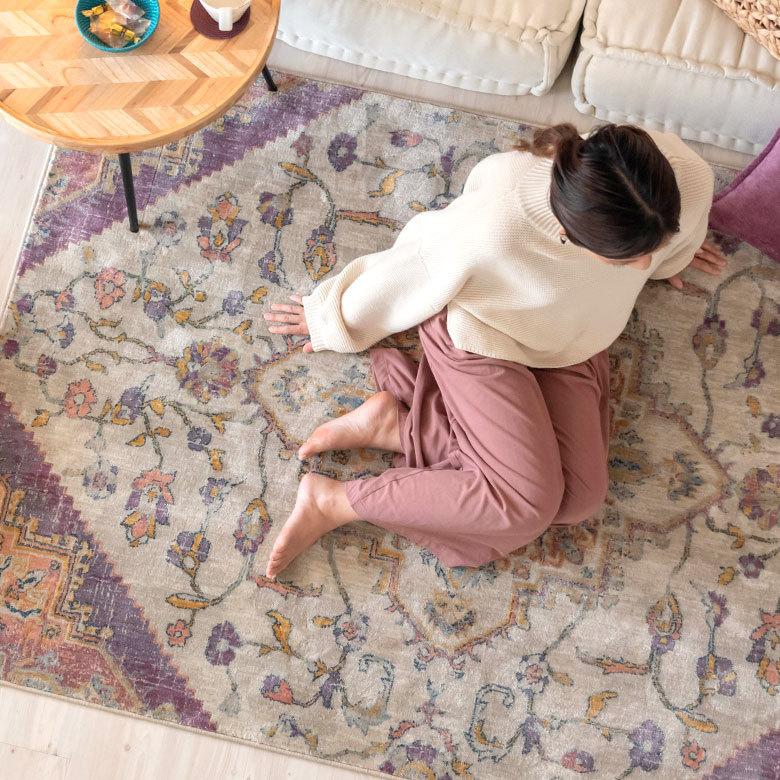 ラグ ラグマット 約 130×190cm ベニオワレン風 エジプト製 長方形 ペルシャ 絨毯風 オリエンタル アンティーク風  eg84052 | ブランド登録なし | 14