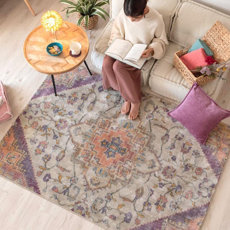 ラグ ラグマット 約 130×190cm ベニオワレン風 エジプト製 長方形 ペルシャ 絨毯風 オリエンタル アンティーク風  eg84052 | ブランド登録なし | 17