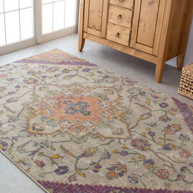 ラグ ラグマット 約 130×190cm ベニオワレン風 エジプト製 長方形 ペルシャ 絨毯風 オリエンタル アンティーク風  eg84052 | ブランド登録なし | 06