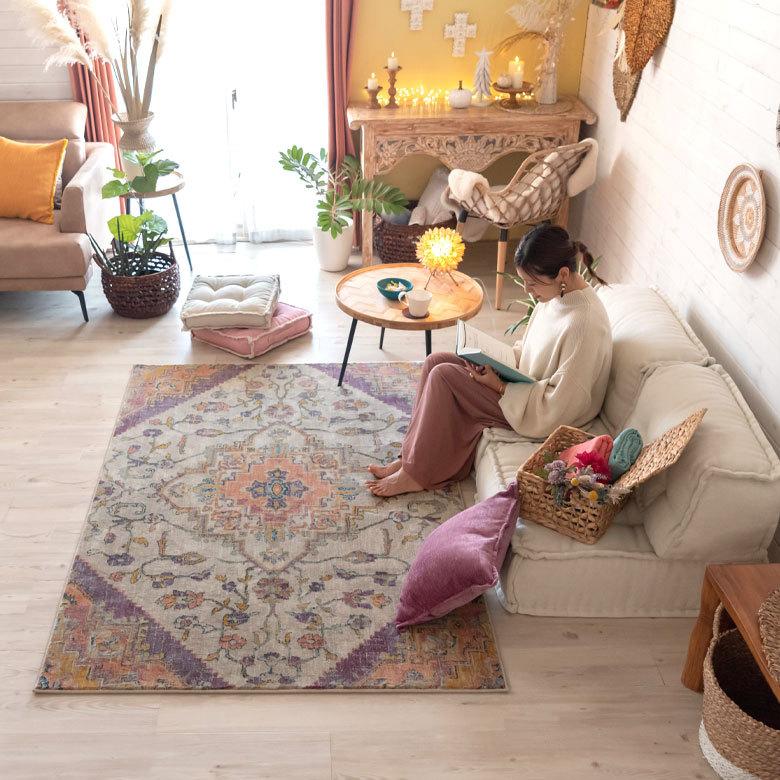 ラグ ラグマット 約 130×190cm ベニオワレン風 エジプト製 長方形 ペルシャ 絨毯風 オリエンタル アンティーク風  eg84052 | ブランド登録なし | 07