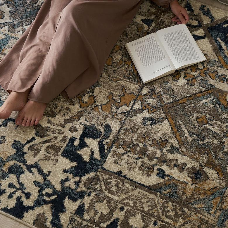 ラグ マット エジプト製 ペルシャ パッチワーク アンティーク風 絨毯 じゅうたん カーペット おしゃれ 敷物 ヴィンテージ風 オリエンタル 柄  アジアン eg84102 | ブランド登録なし | 12