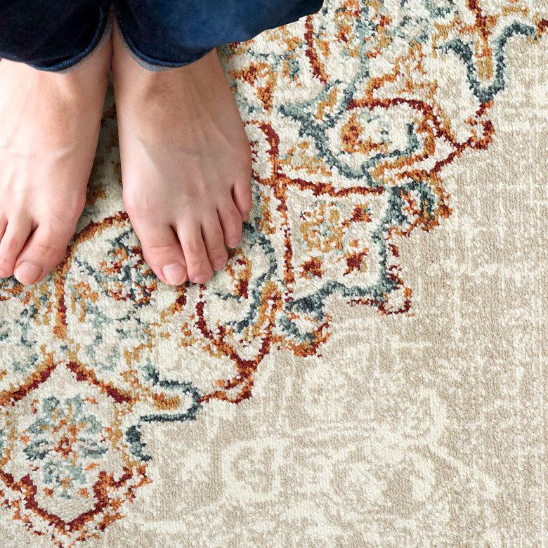 ラグ マット 約 130×190cm ペルシャ 絨毯 風 アンティーク風 カーペット 長方形 おしゃれ オールシーズン クラシック エスニック オリエンタル eg8410 | ELEMENTS（インテリア） | 03