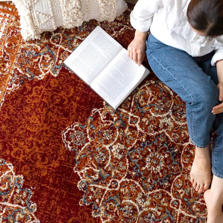 ラグ マット 約 130×190cm ペルシャ 絨毯 風 アンティーク風 カーペット 長方形 おしゃれ オールシーズン クラシック エスニック オリエンタル eg8410 | ELEMENTS（インテリア） | 04