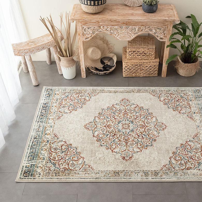 ラグ マット 約 130×190cm ペルシャ 絨毯 風 アンティーク風 カーペット 長方形 おしゃれ オールシーズン クラシック エスニック オリエンタル eg8410 | ELEMENTS（インテリア） | 05