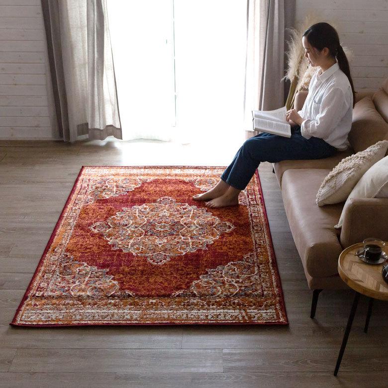 ラグ マット 約 130×190cm ペルシャ 絨毯 風 アンティーク風 カーペット 長方形 おしゃれ オールシーズン クラシック エスニック オリエンタル eg8410 | ELEMENTS（インテリア） | 10