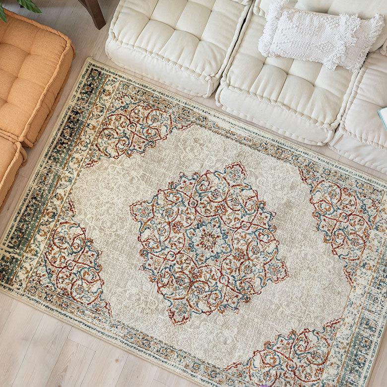 ラグ マット 約 130×190cm ペルシャ 絨毯 風 アンティーク風 カーペット 長方形 おしゃれ オールシーズン クラシック エスニック オリエンタル eg8410 | ELEMENTS（インテリア） | 11