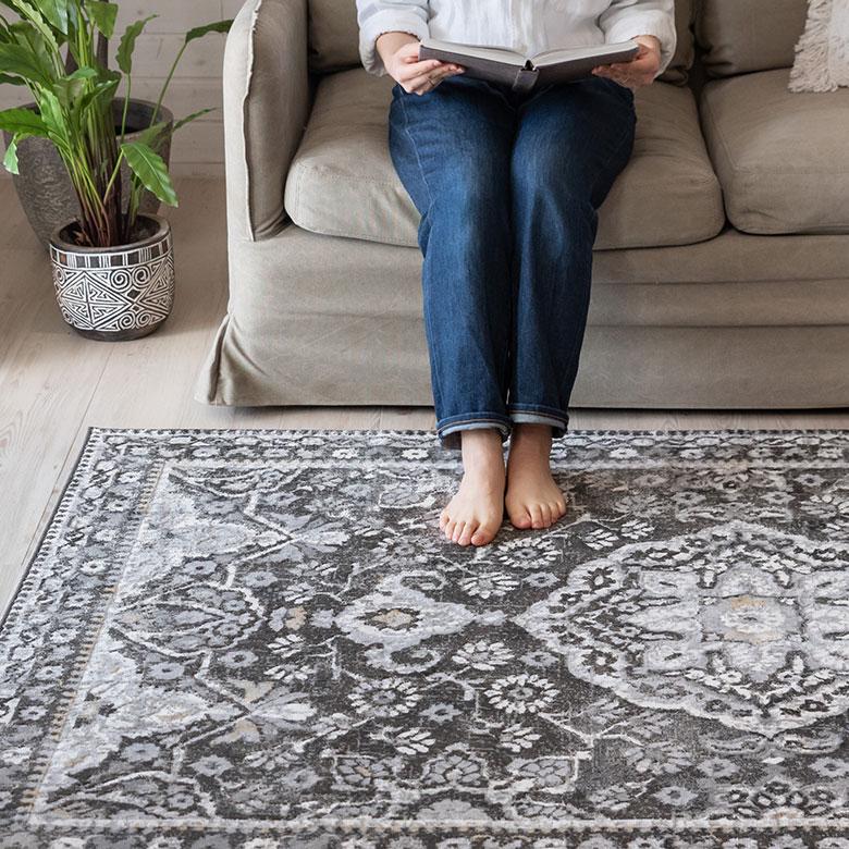 ラグ マット 約 130×190cm ペルシャ 絨毯 風 幾何学模様 アンティーク風 カーペット おしゃれ オールシーズン クラシック エスニック オリエンタル eg84121 | ELEMENTS（インテリア） | 17