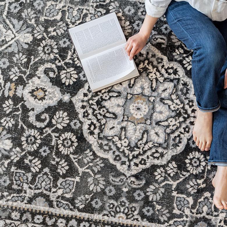 ラグ マット 約 130×190cm ペルシャ 絨毯 風 幾何学模様 アンティーク風 カーペット おしゃれ オールシーズン クラシック エスニック オリエンタル eg84121 | ELEMENTS（インテリア） | 02