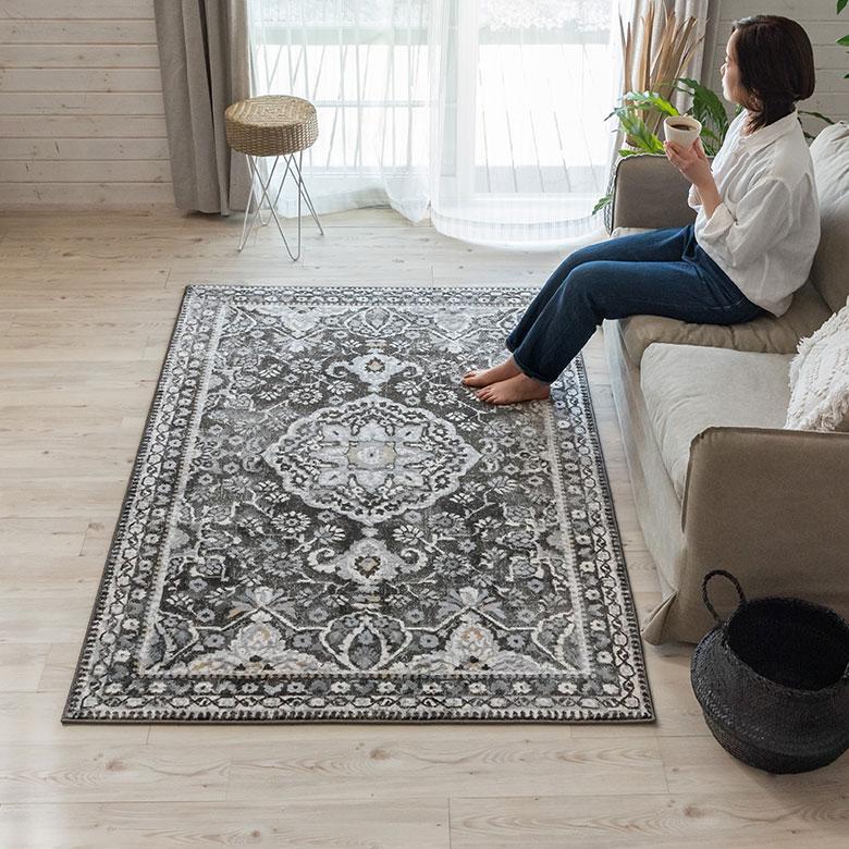 ラグ マット 約 130×190cm ペルシャ 絨毯 風 幾何学模様 アンティーク風 カーペット おしゃれ オールシーズン クラシック エスニック オリエンタル eg84121 | ELEMENTS（インテリア） | 07