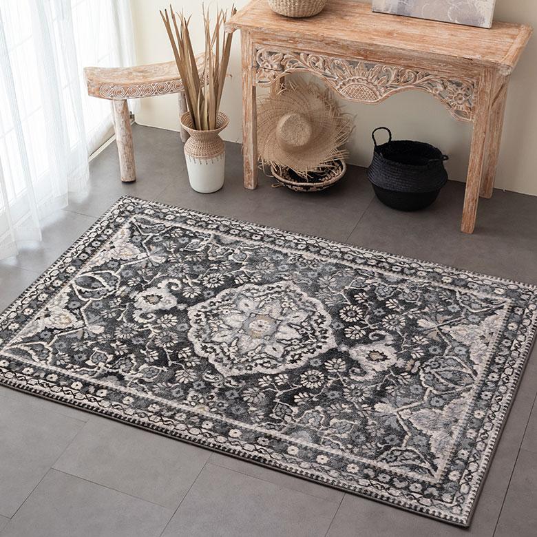 ラグ マット 約 130×190cm ペルシャ 絨毯 風 幾何学模様 アンティーク風 カーペット おしゃれ オールシーズン クラシック エスニック オリエンタル eg84121 | ELEMENTS（インテリア） | 08