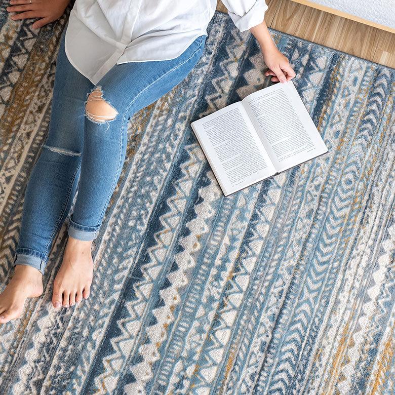 ラグ マット 130×190cm エジプト製 ペルシャ 絨毯風 幾何学模様  ウィルトン織 アンティーク風 じゅうたん カーペット おしゃれ 敷物  長方形 西海岸  eg84122 | ELEMENTS（インテリア） | 10