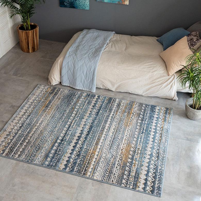 ラグ マット 130×190cm エジプト製 ペルシャ 絨毯風 幾何学模様  ウィルトン織 アンティーク風 じゅうたん カーペット おしゃれ 敷物  長方形 西海岸  eg84122 | ELEMENTS（インテリア） | 13