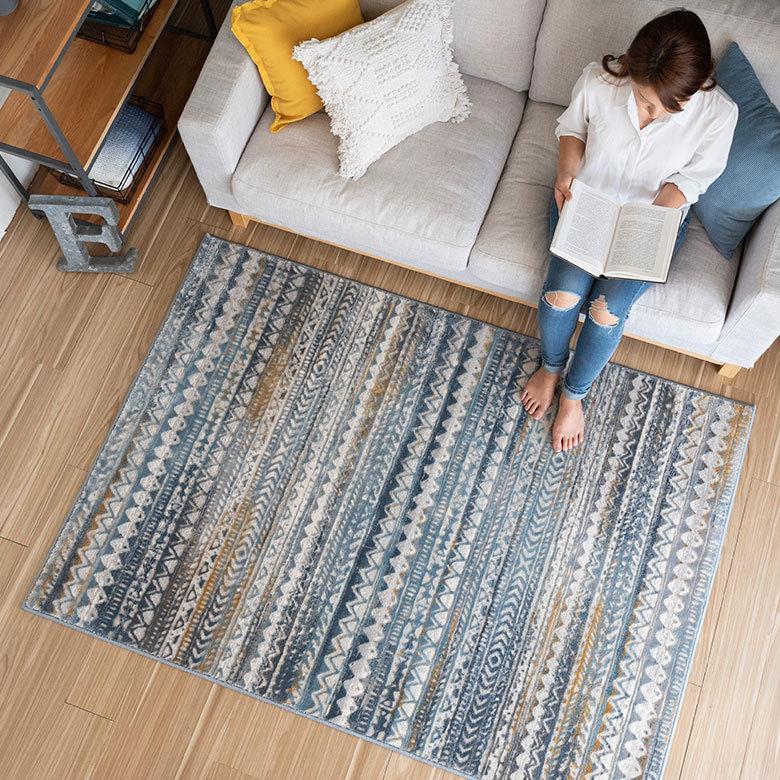 ラグ マット 130×190cm エジプト製 ペルシャ 絨毯風 幾何学模様  ウィルトン織 アンティーク風 じゅうたん カーペット おしゃれ 敷物  長方形 西海岸  eg84122 | ELEMENTS（インテリア） | 15