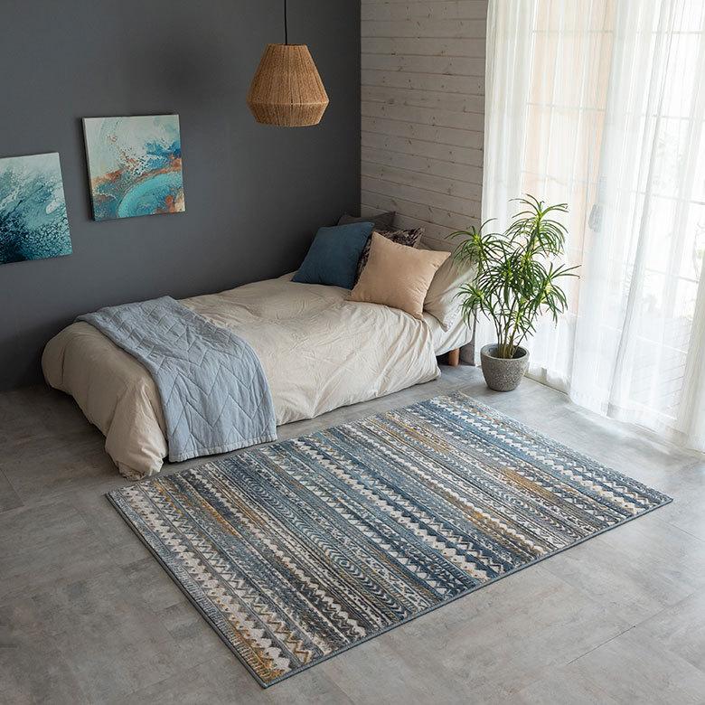 ラグ マット 130×190cm エジプト製 ペルシャ 絨毯風 幾何学模様  ウィルトン織 アンティーク風 じゅうたん カーペット おしゃれ 敷物  長方形 西海岸  eg84122 | ELEMENTS（インテリア） | 18