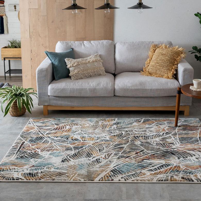 ラグ マット エジプト製 ペルシャ リーフ ボタニカル アンティーク風 絨毯 じゅうたん カーペット おしゃれ 敷物 ヴィンテージ風 リゾート 柄  西海岸  eg84131 | ELEMENTS（インテリア） | 01