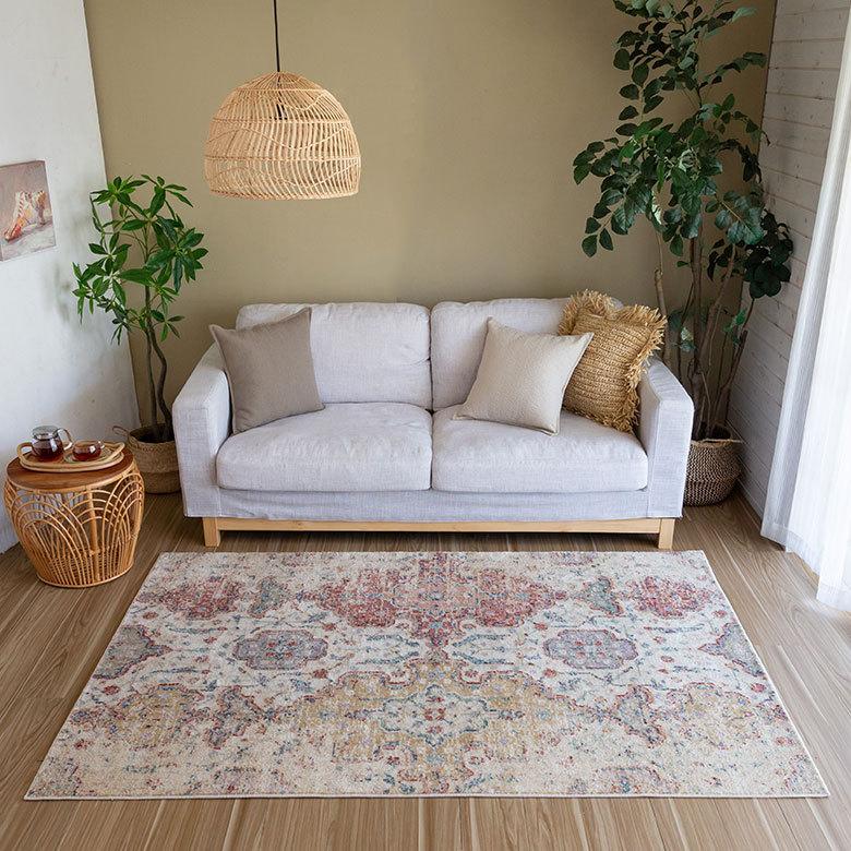 ラグ マット 130×190cm エジプト製 ペルシャ 絨毯 幾何学模様  ウィルトン織 アンティーク 風 じゅうたん カーペット おしゃれ 敷物  長方形 アジアン  eg84142 | ブランド登録なし | 09