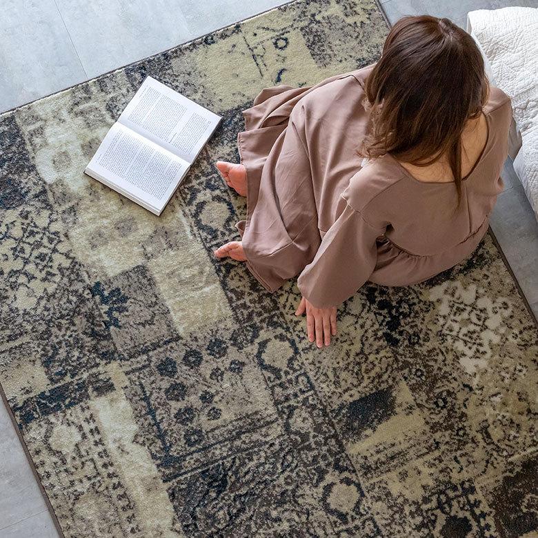 ELEMENTS ラグ ラグマット 約 133×190 cm ヴィンテージ風 ビンテージ風