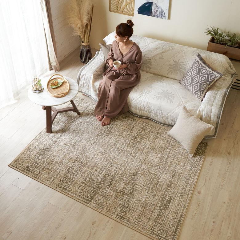 ラグ マット 130×190cm エジプト製 ペルシャ 絨毯 幾何学模様  ウィルトン織 アンティーク 風 じゅうたん カーペット おしゃれ 敷物  長方形 アジアン  eg84160 | ブランド登録なし | 02