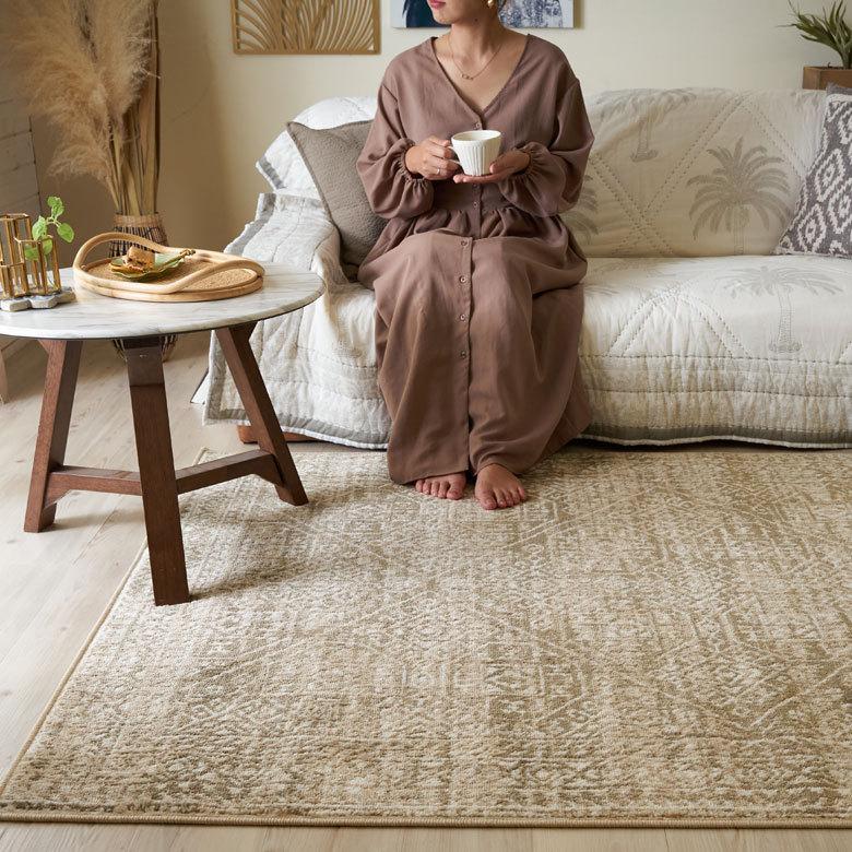 ラグ マット 130×190cm エジプト製 ペルシャ 絨毯 幾何学模様  ウィルトン織 アンティーク 風 じゅうたん カーペット おしゃれ 敷物  長方形 アジアン  eg84160 | ブランド登録なし | 06