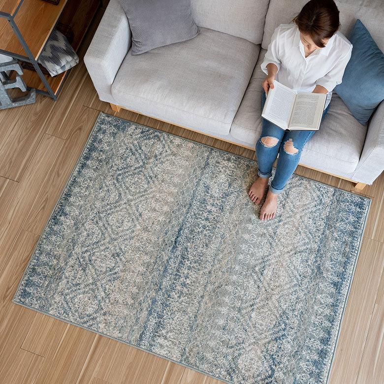 ラグ マット 130×190cm エジプト製 ペルシャ 絨毯風 幾何学模様  ウィルトン織 アンティーク風 じゅうたん カーペット おしゃれ 敷物  長方形 西海岸  eg84162 | ELEMENTS（インテリア） | 15