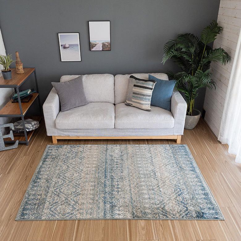 ラグ マット 130×190cm エジプト製 ペルシャ 絨毯風 幾何学模様  ウィルトン織 アンティーク風 じゅうたん カーペット おしゃれ 敷物  長方形 西海岸  eg84162 | ELEMENTS（インテリア） | 09